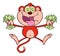 Red Monkey Cartoon Character Jumping With Cash Money and Dollar Eyes