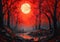 Red Moon in the Eerie Forest