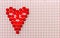 Red mosaic heart on white, valentines day background