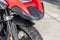 Red motorbike detail on wheel