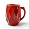Red Mug With Geometric Design On White Background - 3d Model