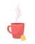 Red mug with hot tea semi flat color vector object