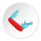 Red multifunction knife icon, cartoon style