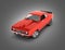 Red muscle car without shadow isolated on black gradient background 3d