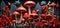 Red Mushroom Plants Display British Dreamy Princess Sculpted Det