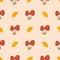 Red mushrooms seamless pattern. Autumn doodle background. Fall graphic cute print Vector wallpaper