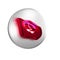 Red Mussel icon isolated on transparent background. Fresh delicious seafood. Silver circle button.