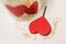Red in my kitchen- Wood and painted hearts - Details
