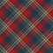 Red, navy blue and beige argyle tartan plaid. Scottish pattern fabric swatch close-up.