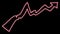 Red neon arrow with upward movement.
