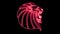 Red neon lion head animated logo loopable graphic element v3