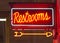 Red Neon Restrooms Sign Indoor Signage Arrow Pointing