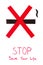 Red no smoking sign, stop tobacco save your life