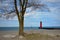 Red North Pier Lighthouse on Lake Michigan in Kenosha, WI