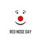 Red nose clown, red nose day and text