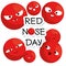 Red nose day with red nose clown faces