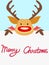 Red nosed reindeer christmas card with handwritten words