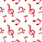 Red notes treble bass clef music seamless pattern vector