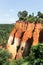 Red ocher cliffs in the village of Roussillon in Provence