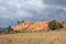 Red ochre lands or ocher marl in Corbieres, France