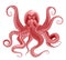 Red Octopus Realistic Object