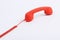 Red off-hook telephone receiver