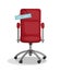 Red office chair and sign VACANT on white background