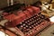 Red old retro vintage antique typewriter
