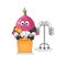 Red onion judge holds gavel. character vector