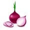 Red onion on white background