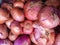 Red onions. Red onion halves. Food Ingredients.