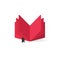 Red open book with abstract pages and bookmark vector logo