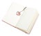 Red open notepad (paper) with heart bookmark