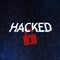 Red open padlock hanging on word hacked on pixelated background