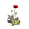 Red Opium poppy in isolated background, digital illustration painting.