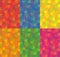 Red, orange, blue, yellow, magenta and green background of squares