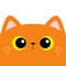 Red orange cat kitten square head face. Kawaii baby pet animal. Cute cartoon character. Pink ears, nose. Yellow eyes. Notebook