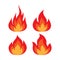 Red and orange fire flames set icon. The concept for a flat logo or power to success goal