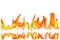 Red and orange fire flames on white background