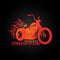 Red orange motorcycle chopper logo is line blend art style