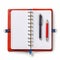 Red And Orange Notebook With Pen On Grid Style White Background