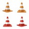 Red and orange road cones realistic illustrations set