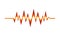 Red-orange sound pulse. Digital music wave. Audio equalizer. Technology theme. Vector design