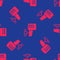 Red Outboard boat motor icon isolated seamless pattern on blue background. Boat engine. Vector
