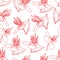 Red Outline Celandine Flower Repeat Pattern Design