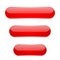 Red oval buttons. 3d glass menu icons