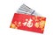 Red packet with Good Fortune Chinese character contains US Dollars
