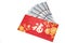 Red packet with Good Fortune Chinese character contains US Dollars