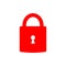 red padlock over white background