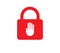 Red padlock with white palm icon